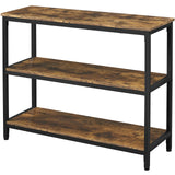 Yaheetech Industrial Console Table, 3 Tier Entryway Table with Storage Shelves, Narrow Sofa Table for Living Room, Foyer, Hallway, Entrance, Metal Frame, Rustic Brown Yaheetech