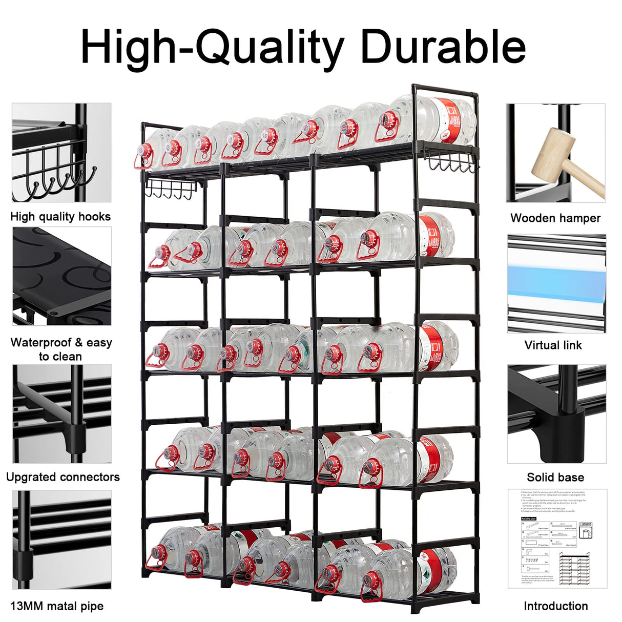 Mavivegue 9-Tier Metal Shoe Rack - Holds 50-55 Pairs, Tall Storage Shelf for Shoes, Boots, Entryway, Closet, Garage Mavivegue