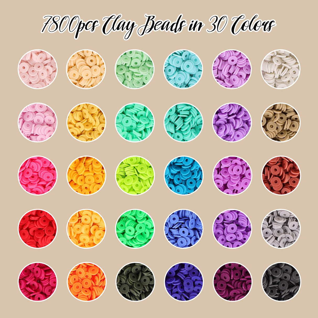 QUEFE 8200pcs Clay Beads Bracelet Making Kit, 30 Colors Flat Preppy for Friendship Bracelets, Polymer Heishi Beads with Charms for Jewelry Making, Holiday Crafts Gift for Teen Girls Adults QUEFE