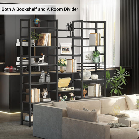 Homykic 6-Tier Triple Wide Bamboo Bookshelf - 17 Open Display Shelves, 6ft Tall Freestanding Storage for Home Office, Bedroom, Living Room Homykic