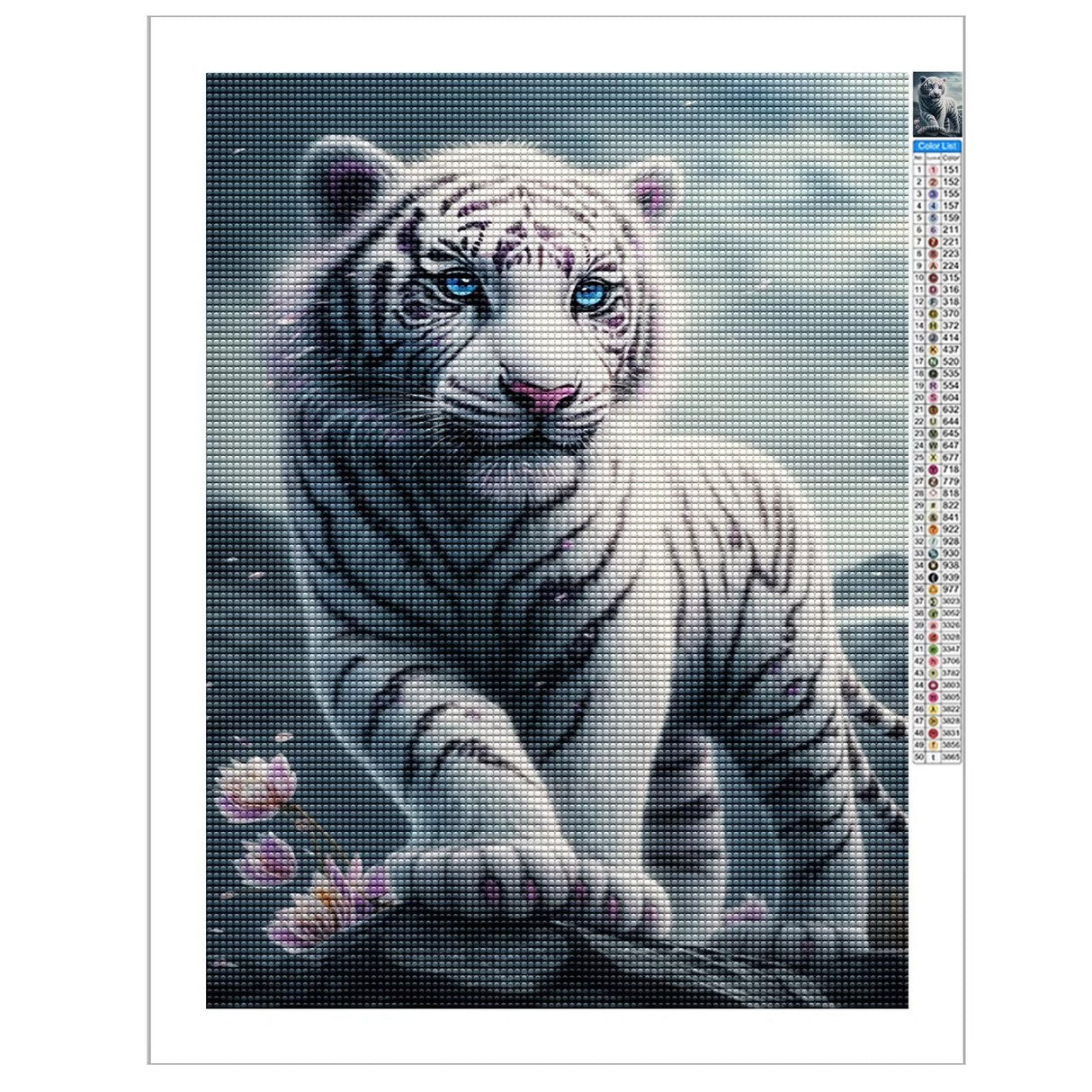 DIY Diamond Painting for Adults and Kids, White Tiger Diamond Painting Kit, Animal 5D Diamond Painting Diamond Art, Home Art Crafts 8x12 Inch Champi