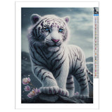 DIY Diamond Painting for Adults and Kids, White Tiger Diamond Painting Kit, Animal 5D Diamond Painting Diamond Art, Home Art Crafts 8x12 Inch Champi
