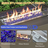 Trumbeak Aluminum Patio Furniture Set with 55,000 BTU Propane Fire Pit Table,6 Seats Metal Modern Outdoor Furniture w/5.1" Cushions,Patio Sectional w/Fire Pit for Patio,Backyard,Grey Trumbeak