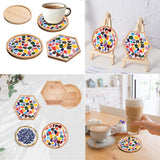 Nuyoach Mosaic Tiles Crafts Kits for Kids Adults,2 Sets DIY Glass Mosaic Craft with Wooden Coaster Making Materials Package for Women Seniors,Ceramic Mosaic Art Bulk Gifts for Home Decor Summer Party Nuyoach