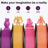 HEPHI3D 3D Printer PLA Filament Bundle 250g X 4 Spools, 1.75mm PLA Filament Pack 3D Printing Material, Bright Color Pink/Purple/Orange/Gold, PLA Filaments for Most FDM 3D Printer HEPHI3D