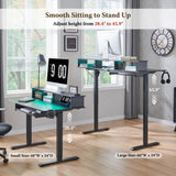 RedLemon 60Inch Gaming Desk, Electric Standing Desk with Height Adjustable, Power Outlets, LED Lights, Keyboard Tray, and Monitor Shelf, Stand Up Computer, Black RedLemon