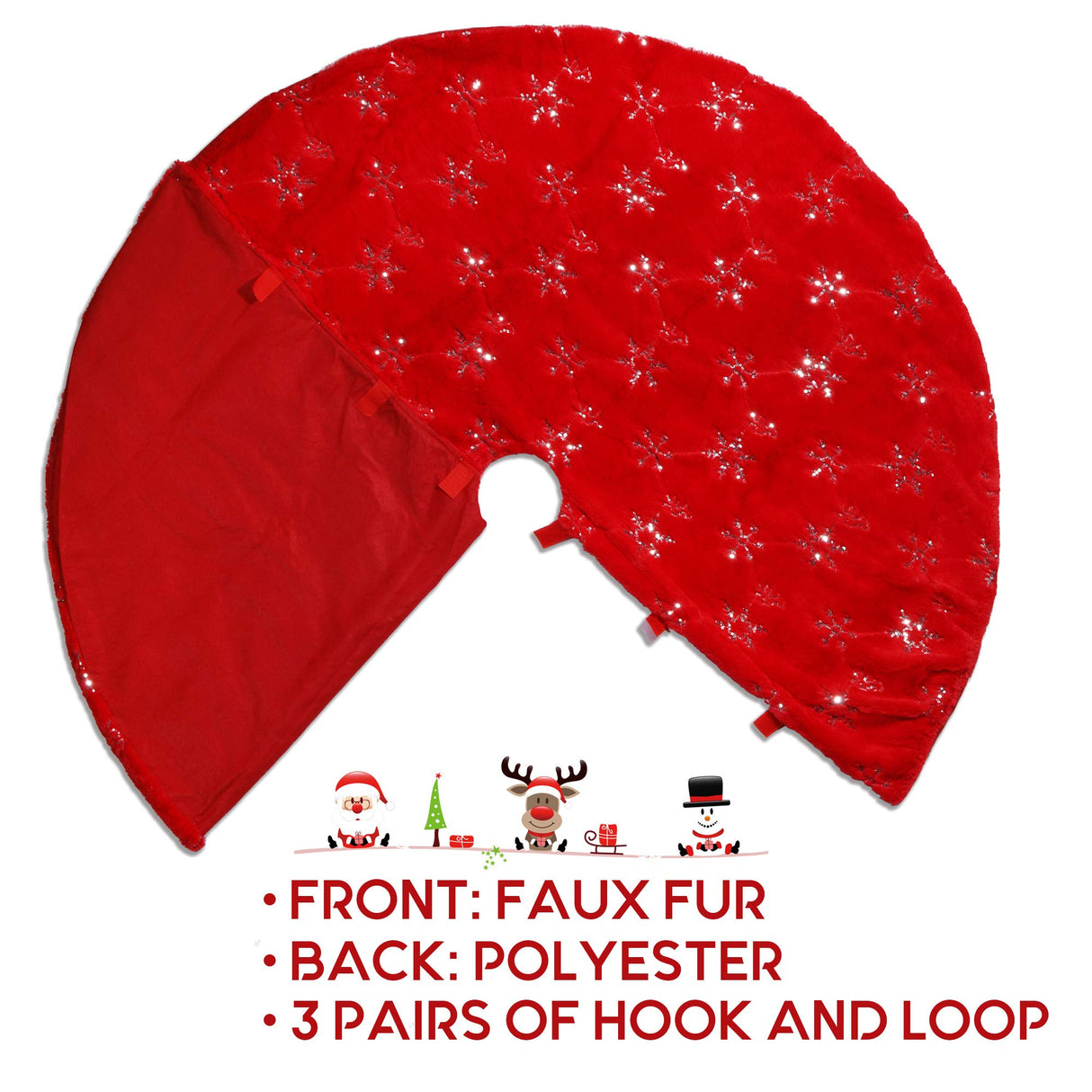 TOBEHIGHER Christmas Tree Skirt - 48 Inches Large Red Tree Skirt with High - End Soft Faux Fur Tree Skirt for Christmas Decorations Indoor Outdoor - Red TOBEHIGHER