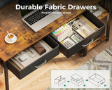 Coleshome Laptop Desk, 40 Inch Small Desk with Drawers & Power Outlet for Bedroom, Computer Desk Home Office Desk with Storage Shelves, Reversible Study Table for Small Spaces, Rustic Brown Coleshome