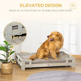 PawHut Large Dog Bed with Soft Foam Cushion, Wooden Dog Couch with Roomy Surface, Elevated, Slate Gray PawHut