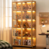 iusyugh Display Cabinet with Acrylic Glass Doors, 5-Tier Curio Cabinet, Collectibles Toy Organizers Rack & Display Shelf, High Display Case for Home, Office, Playroom, Living Room iusyugh