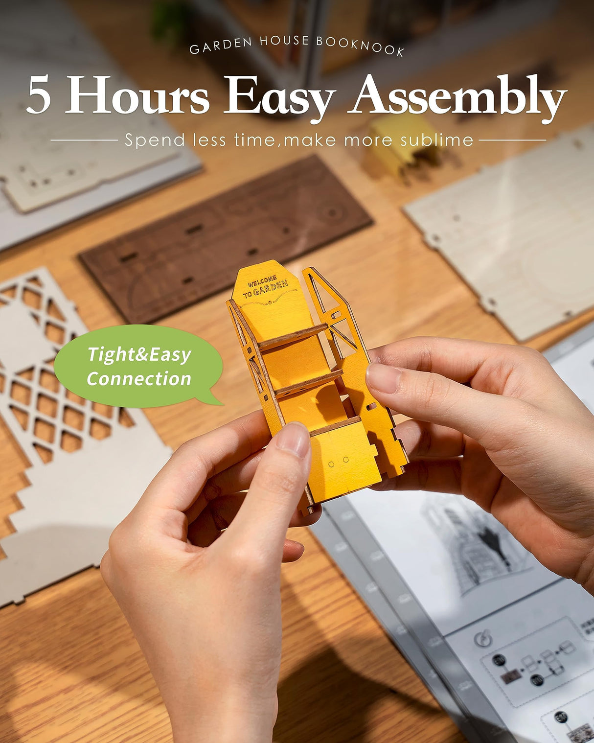 Rolife DIY Book Nook Kits for Adults-Garden House Bookshelf Insert Booknook-3d Puzzle Dollhouse Room Decor for Teen Girls Boys Women Men Rolife