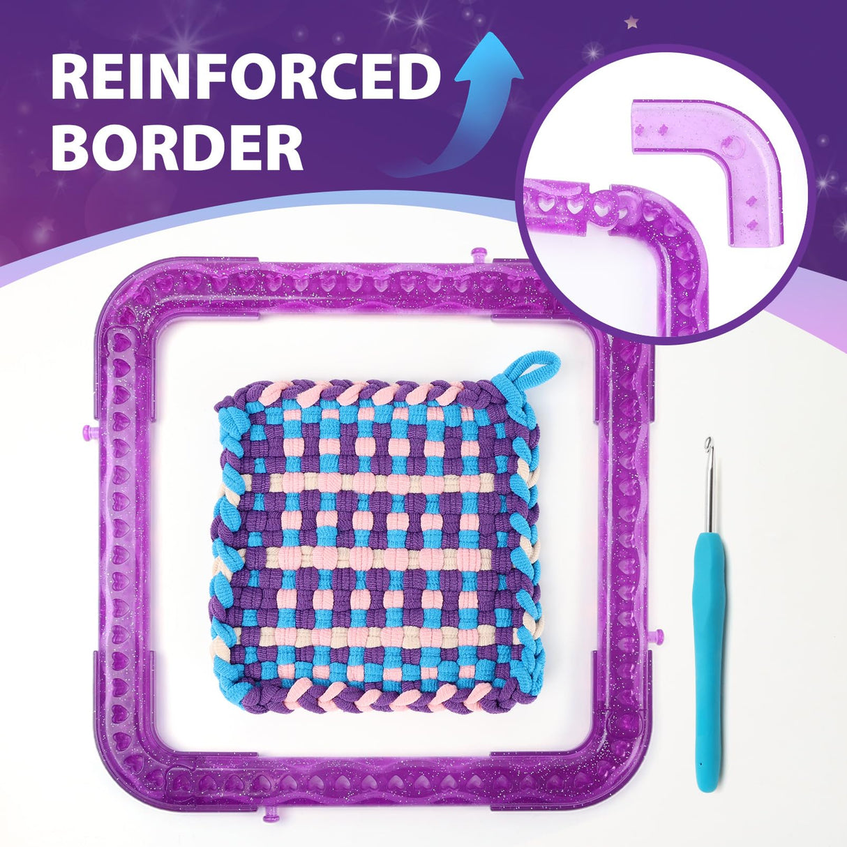 Weaving Loom Kit Toys Crafts - Arts and Crafts for Kids and Adults - Great Birthday Gifts for Girls Ages 6 7 8-12 13 Years Old - Sturdy Frame Potholder Loom Making Kits Portable Box and Craft Loops DDAI