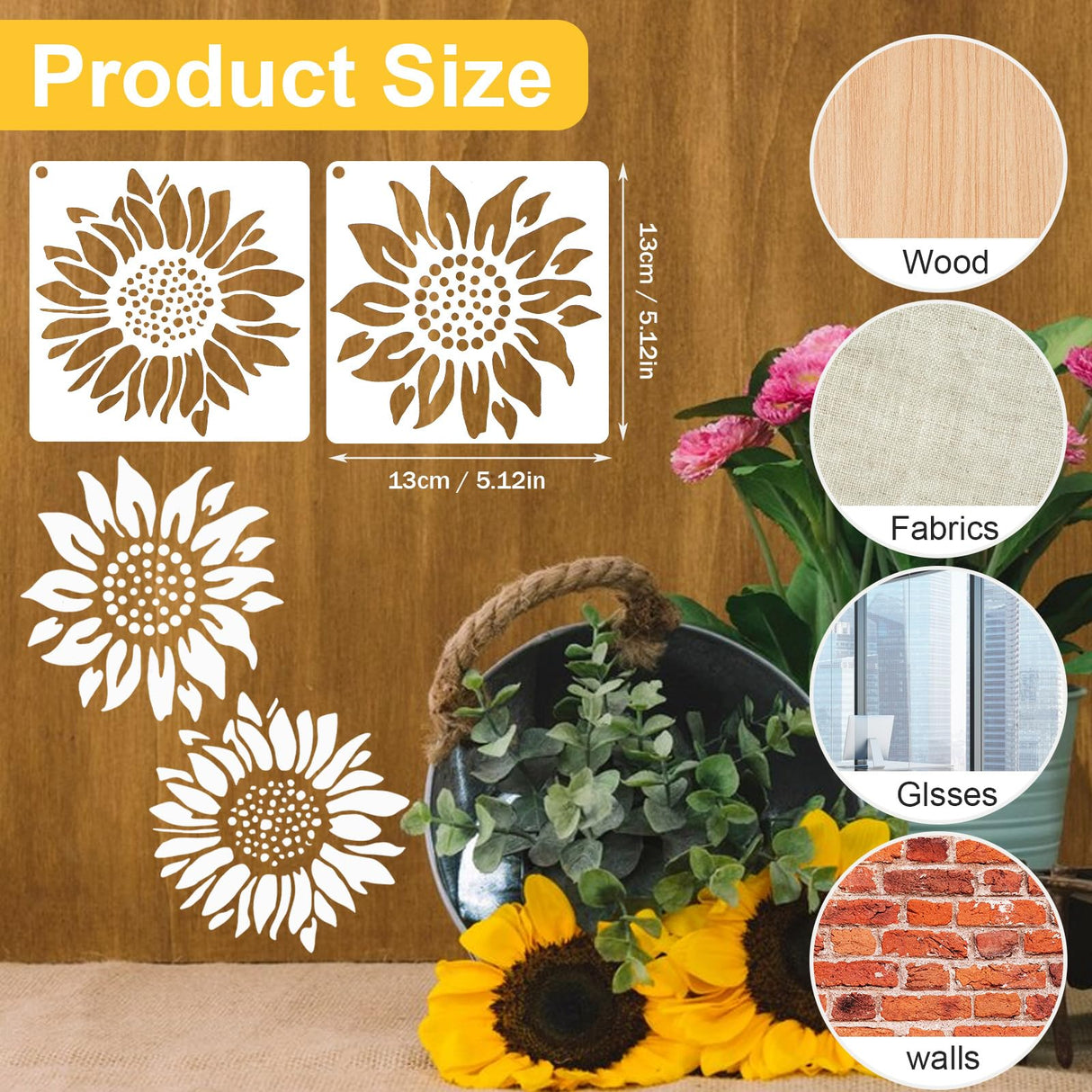 Yuanchu 15 Pcs Sunflower Bee Stencil Birds Stencils Butterfly Dragonfly Templates, Reusable Nature Stencils for Painting DIY Craft Stencils for Drawing on Wood Wall Canvas Rock Chalkboard Yuanchu