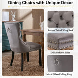 Henf 63"-79" Dining Table Set for 6, 7 Pieces Extendable Dining Table and 6 Grey Tufted Chairs Set for 6, Modern Large Expandable Dining Room Table with Rectangle Wood Top & Black Sturdy Base Henf