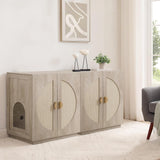 unipaws Cat Litter Box Enclosure with Shelves, Tall Hidden Litter Box Cover for Tall or Top Entry Litter Box, Kitty Enclosed Litter Box Cabinet, Cat Box Furniture, Grey unipaws