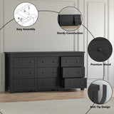 BORNOON 9-Drawer Dresser for Bedroom, Modern Wide Chest of Drawers, Wooden Storage Organizer for Closet, Living Room, Entryway, Home Office, Black Dresser with Ample Storage BORNOON