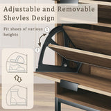 HUAHUU Rattan Shoe Cabinet with 4 Flip Drawers, Storage Cabinets with Adjustable Shelves, Narrow Shoe Cabinet with Metal Legs & Handles for Entryway, Hallway, Organizer, Rustic Oak Rattan HUAHUU