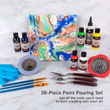 WA Portman 38-PC Ready-to-Pour Acrylic Pouring Paint Set - 6 Bottles of Acrylic Paint Kits for Adults and Kids - Painting Sets with Canvas Painting Supplies and Brushes W.A. Portman