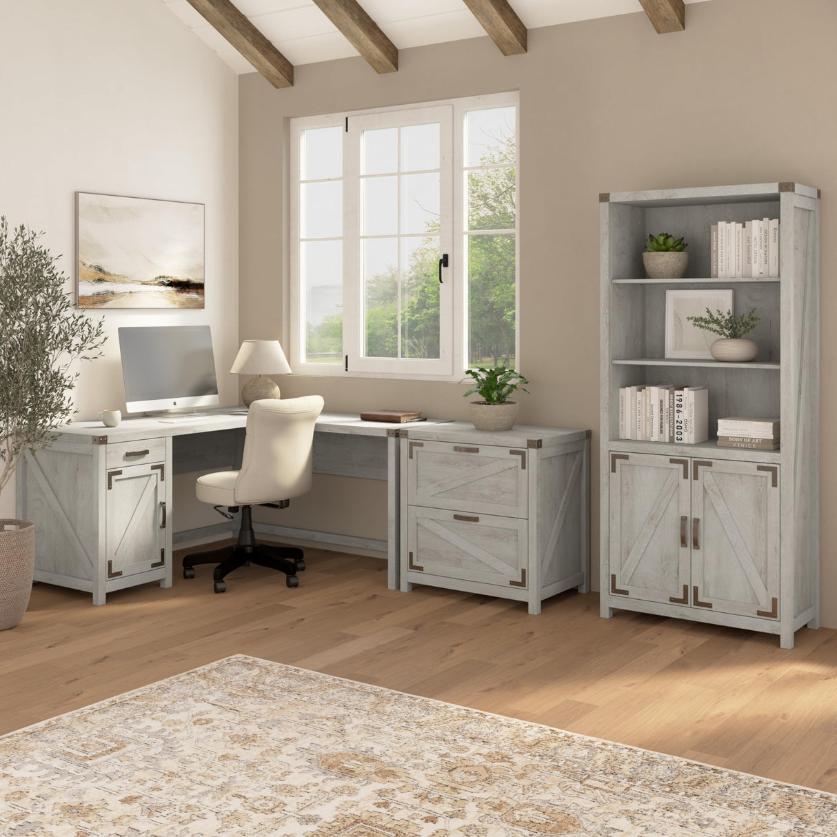 kathy ireland Home by Bush 2-Drawer Lateral File Cabinet, Letter/Legal, Cottage White, 29-Inch (CGF129CWH-03) Bush Business Furniture