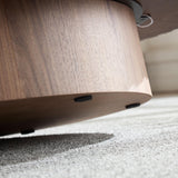 Kevinplus Walnut Oval Coffee Table - Modern Wood Coffee Table for Living Room, Contemporary Circle Fluted Drum Design, Easy Assembly (43.7'' x 24.8'' x 13.38'') kevinplus