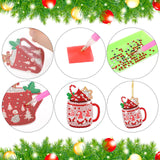 BBTO 15 Pieces Christmas Diamond Painting Keychain Ornaments 5D DIY Hot Cocoa Art for Kids Crafts Family Decor (Cute) BBTO