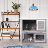 COZIVVOVV Wooden Rabbit Hutch Indoor Outdoor for Multiple Rabbits, Bunny Run Cage, 2-Tier Chicken Coop, Small Animal Pens Hutches Cat Kitten Enclosure COZIVVOVV