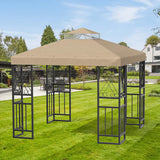 SGmory 10x10 FT Grill Gazebo Canopy Replacement Top, Pavilion Sunshade Polyester Gazebo Cover with Air Vent, Grill Canopy for Yard Patio Garden & Outdoor BBQ (Khaki) SGmory