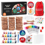 Shuttle Art Natural Wood Slices 70 PCS 2.8-3.1 Inches Craft Wood Ornament Kit, Unfinished Predrilled Wooden Circles with Hole, Jute Twine, Acrylic Paint, Markers for DIY Decoration Shuttle Art