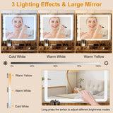 gihusrzx Makeup Vanity Desk with Mirror & Lights, Vanity Desk with 5 Drawers & Storage Shelves, Vanity Table with Chair, 3 Color Modes & Adjustable Brightness Dressing Table, Bedroom Retro Brown and gihusrzx