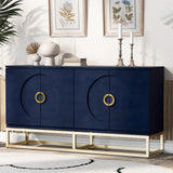 Amposei Sideboard Buffet Cabinet 59.8-Inch Wooden Credenza Console Storage Cabinet Entryway Table Cabinet with Storage & Adjustable Shelves for Living Room Entrance Kitchen, Navy Blue Amposei