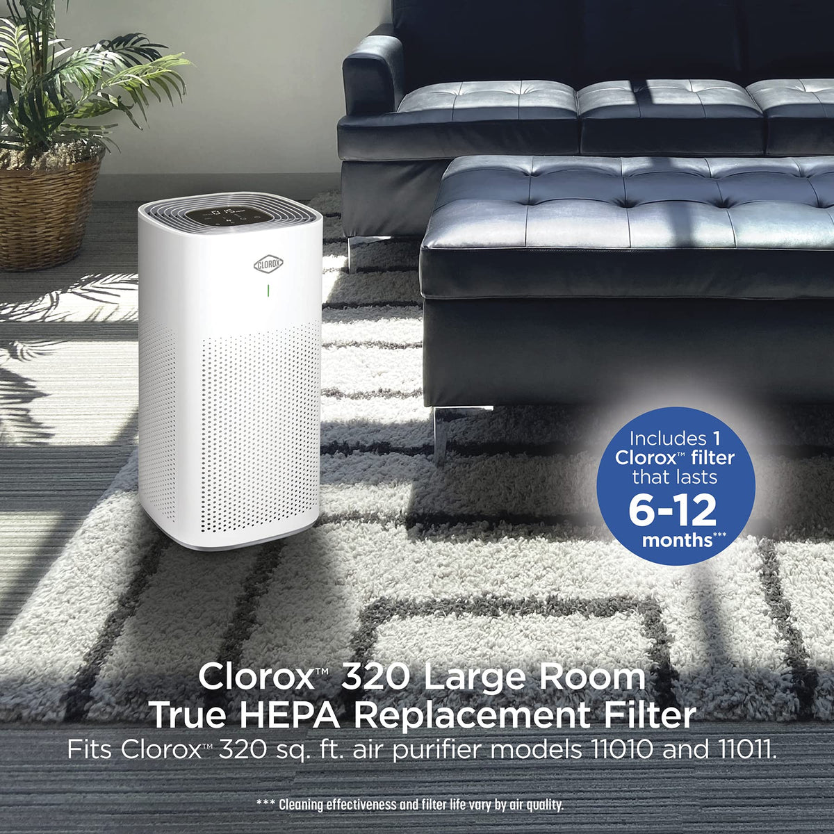 Clorox Large Room Air Purifier True HEPA Replacement Filter, 1,500 Sq. Ft. Capacity, Removes 99.97% of Allergens up to 0.1 Micron, Compatible with 11010 & 11011, 1 Count (12010) Clorox Home Appliances