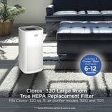 Clorox Large Room Air Purifier True HEPA Replacement Filter, 1,500 Sq. Ft. Capacity, Removes 99.97% of Allergens up to 0.1 Micron, Compatible with 11010 & 11011, 1 Count (12010) Clorox Home Appliances