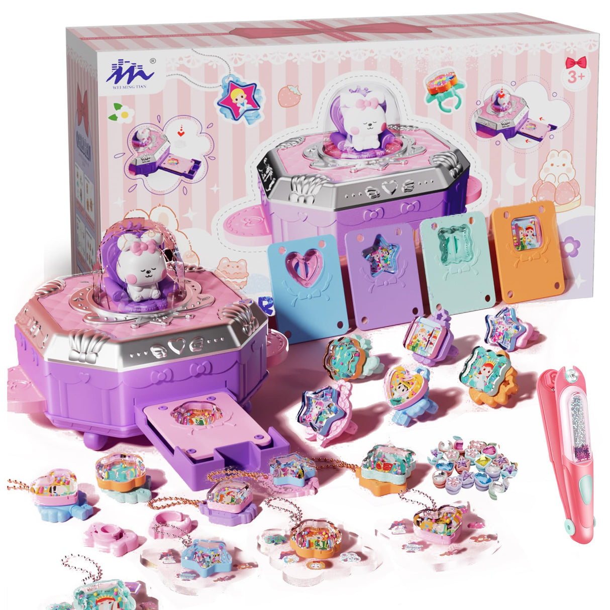 Jewelry Making Kit & Hair Gem Stamper for Girls 6-12, DIY Necklace & Bracelet Making Kit, Princess Crafts & Fashion Designer Kits for Kids Ages 6-12, Birthday Gift GrandSail