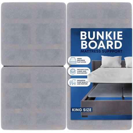 Treaton, 1.5" Split Wood Bunkie Board King Size Bed - 4-Piece Under Mattress Support, Fully Assembled, Fabric Ventilation Cover-Replaces Wooden Slats or Box Spring for Bed Frames Treaton