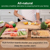 GolfFox Wooden Cutting Boards for Kitchen, Double-Sided: Wooden Chopping Board and Charcuterie Board, Bamboo Cutting Board Set with Holder, Wood Cutting Board Set with Stand, Wooden Cutting Board Set GolfFox