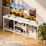 Furologee TV Stand with Power Outlets, Entertainment Center with Open Storage Shelves for TVs up to 55 Inch, TV Media Console Table with Soundbar Shelf for Living Room, Bedroom, White Furologee