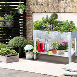 FOYUEE Galvanized Raised Garden Bed for Vegetables Elevated Planter Box with Legs Outdoor Patio Apartment Herb Container Metal FOYUEE