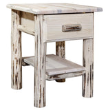 Montana Woodworks Log Nightstand with Drawer - Varnished Montana Woodworks