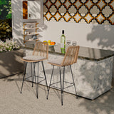 IDZO 400lbs Capacity Rattan Bar Stools Set of 2 Upgraded, 42-Inch Height Outdoor Bar Stools with Comfort Cushion, Solid Steel Frame & Durable Power Coating, Easy Assembly IDZO