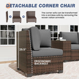 Amopatio 8 Inch Armrest Outdoor Sectional, 6 Piece Patio Furniture Set Sectional Sofa with Coffee Table for Garden Backyard, 4'' Thickened Cushion Amopatio