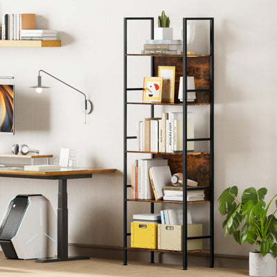 Dunatou 5 Tier Tall LED Book Shelf, 6FT Tall Standing Shelves with RGB Lights, 24'' Wide Lighted Wood Book Shelf 70 Inch Tall, Dimmable Light Up Wooden Bookcase for Bedroom Living Room Office