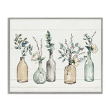 Stupell Industries Bottles and Plants Farm Wood Textured, Design by Anne Tavoletti Wall Art, 11 x 14, Multi-Color for Living Room, Grey Framed Stupell Industries