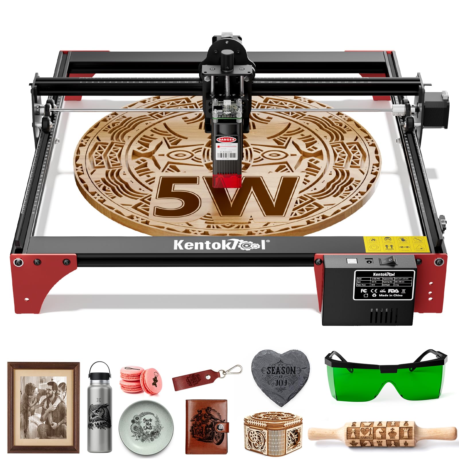 Laser Engraver, KENTOKTOOL LE400PRO 50W Laser Engraving Machine for Beginners, 5.5W Power High Precision Metal Laser Engraver and Cutter Machine for Wood, Acrylic, Leather, for Commercial and - WoodArtSupply