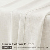 Natural Pinch Pleated Linen Curtains 84 Inch Long 2 Panels for Living Room Bedroom Country Farmhouse Thick Linen Textured Semi Sheer Back Tab Pinch Pleat Hooks Rings Window Curtain Birch Cream 7 FT Drapenova