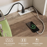 YITAHOME Bakers Rack with Power Outlet and Storage Farmhouse Microwave Stand with LED Lights Heavy Duty 5-Tier Coffee Bar Cabinet Station with 7 Hooks for Kitchen Dining Room Living Room White YITAHOME