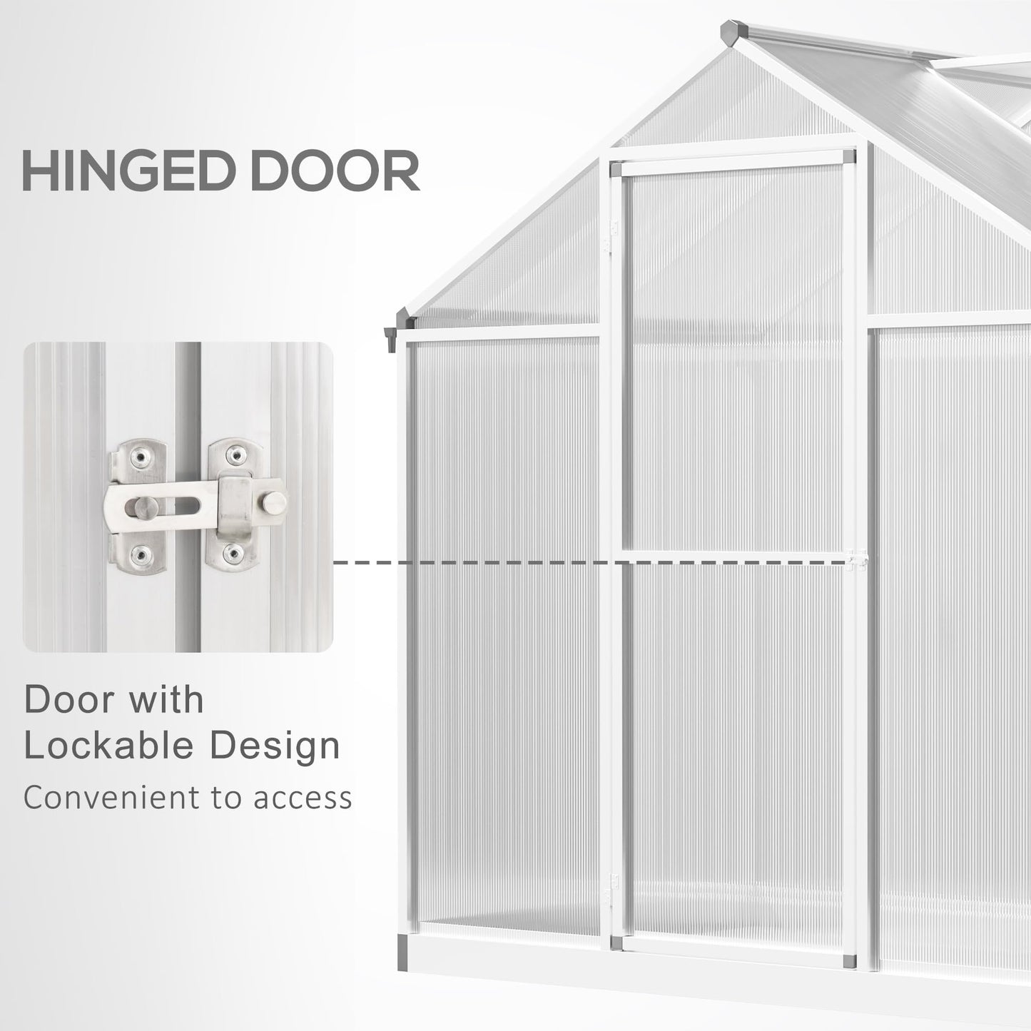 Outsunny 4' x 6' Walk-in Polycarbonate Greenhouse with Roof Vent for Ventilation & Rain Gutter, Heavy Duty Aluminum Green House, Hobby Greenhouse for Winter - WoodArtSupply