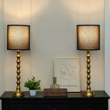 EUO 30.5" Gold Buffet Lamps Set of 2 with Black Shade, Buffet Table Lamps Set of 2 for Living Room, Black Gold Lamps for Dining Room, Gold Bamboo Lamps for Credenza, Black/Gold EUO