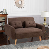 Shintenchi Small Modern Loveseat Couch Sofa, Mid Century Fabric Upholstered 2-Seat Sofa Couch Love Seats Furniture for Small Space,Living Room,Studio,Apartment with 2 Pillows,Brown Shintenchi