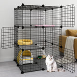 Eiiel 3-Tier Cat Cage Indoor Enclosure DIY Cat Playpen Catio Detachable Metal Wire Kennels 2Lx2Wx3H Crate Large Exercise Place Ideal for 1-2 Cats, Black Eiiel