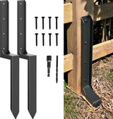 AKINGKONG Thicker Fence Post Repair Anchor Kit, Steel Fence Post Stakes, Repair Leaning 4x4/6x6 Wooden Fence Post Support (Thicker 11-Gauge, 2 akingkong